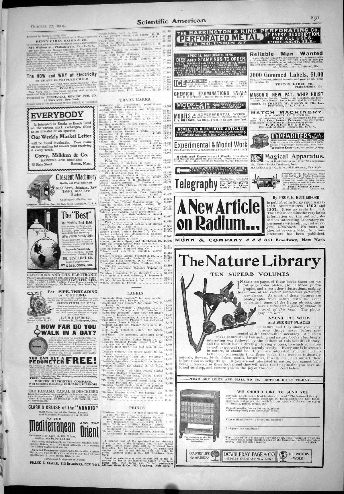 Old Scientific American 1904 Library Radium Typewriter Watch Asbestos 20th