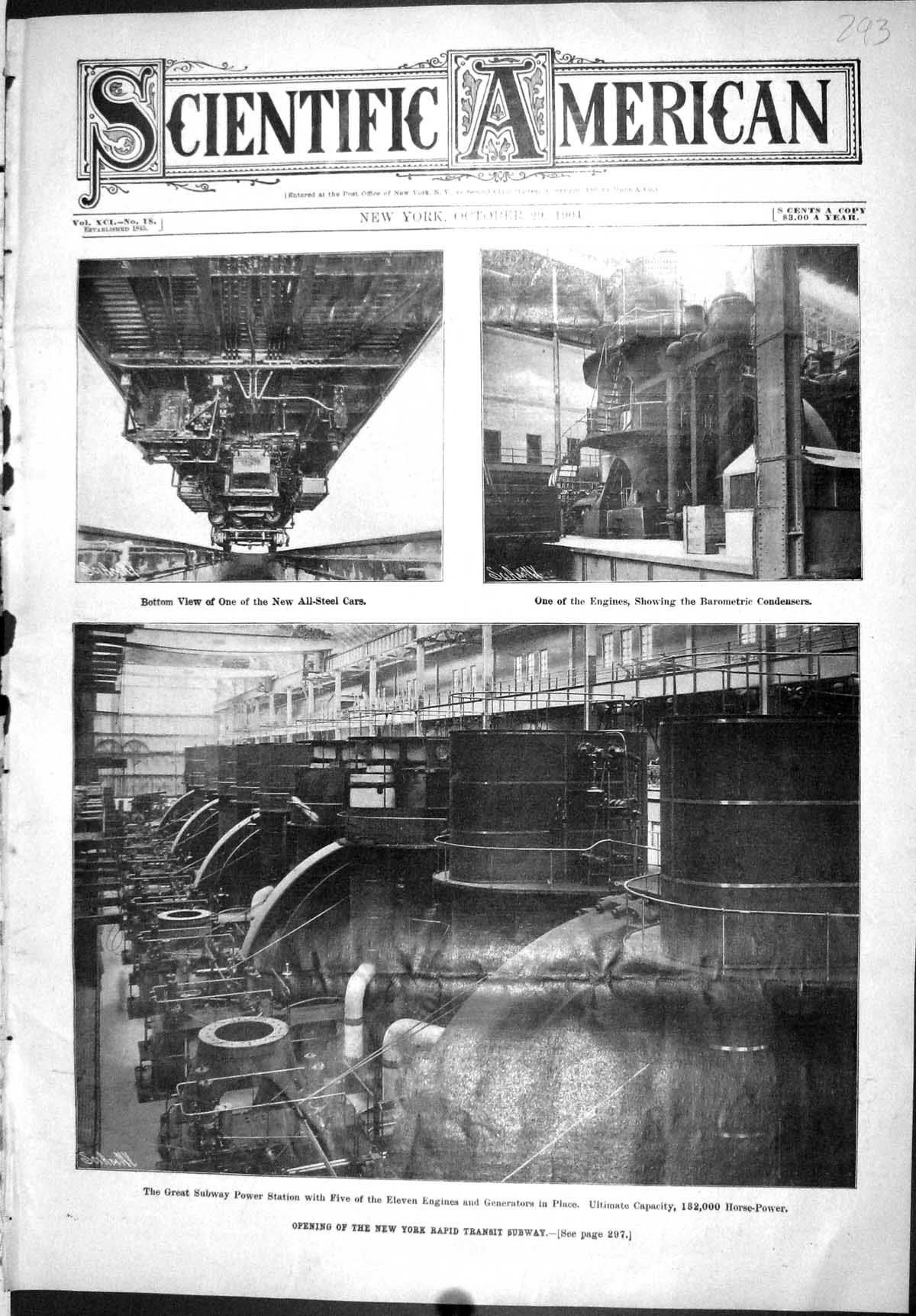 Old Scientific American 1904 New York Subway Power Station Engine Bar 20th