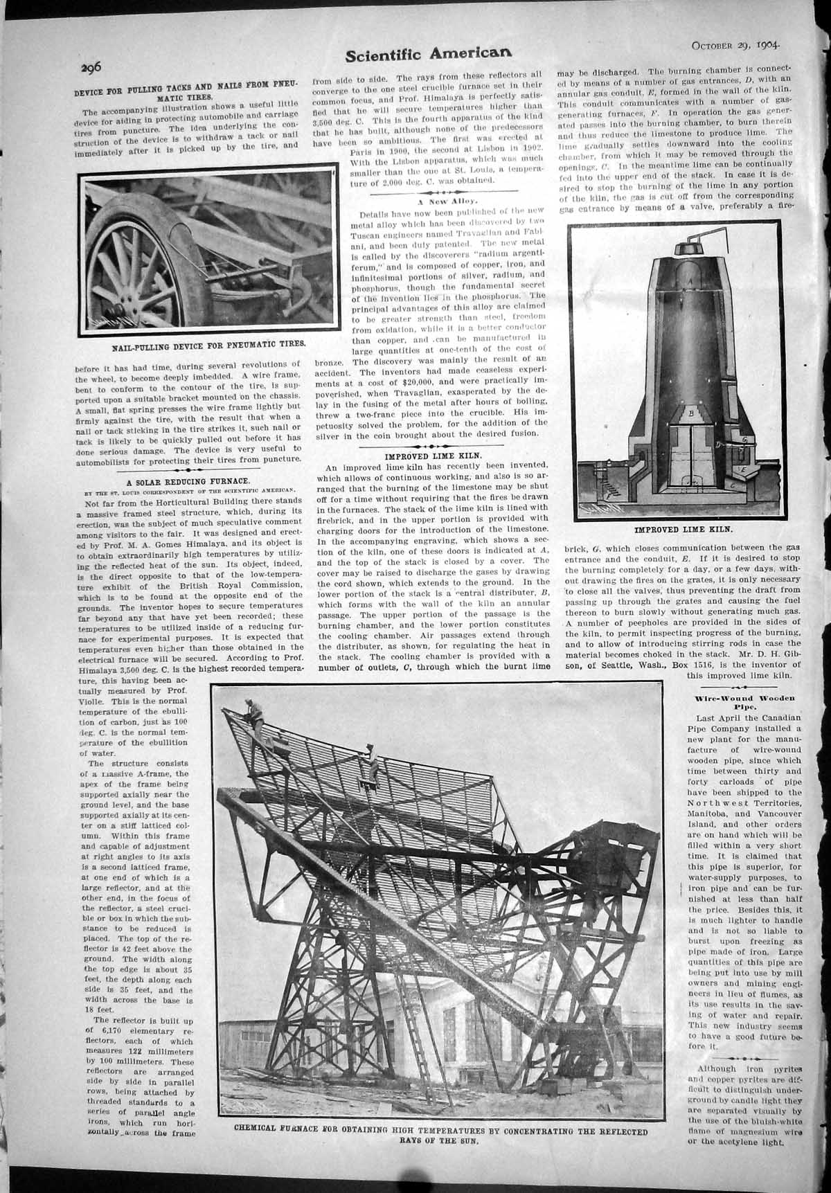 Old Scientific American 1904 Chemical Furnace Obtaining Rays Suns Lim 20th