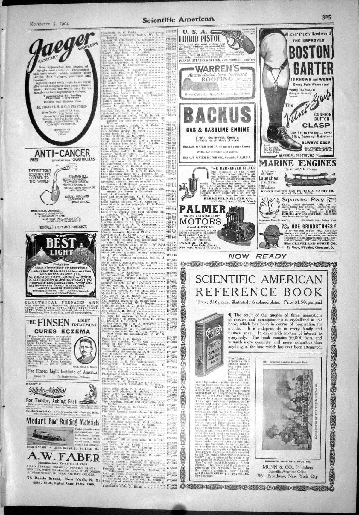 Old Print Garter Jaeger Munn Scientific American 1904 Belfast Mesh Zeller 20th