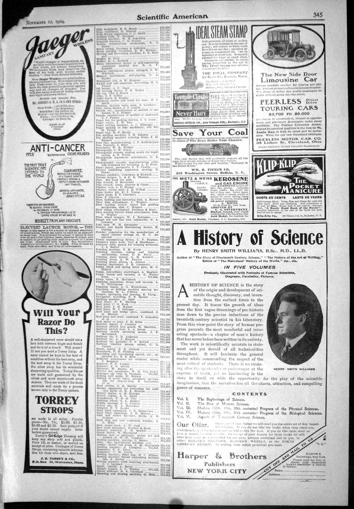 Antique Print Jaeger Harper Ideal Stamp Scientific American 1904 Typewriter