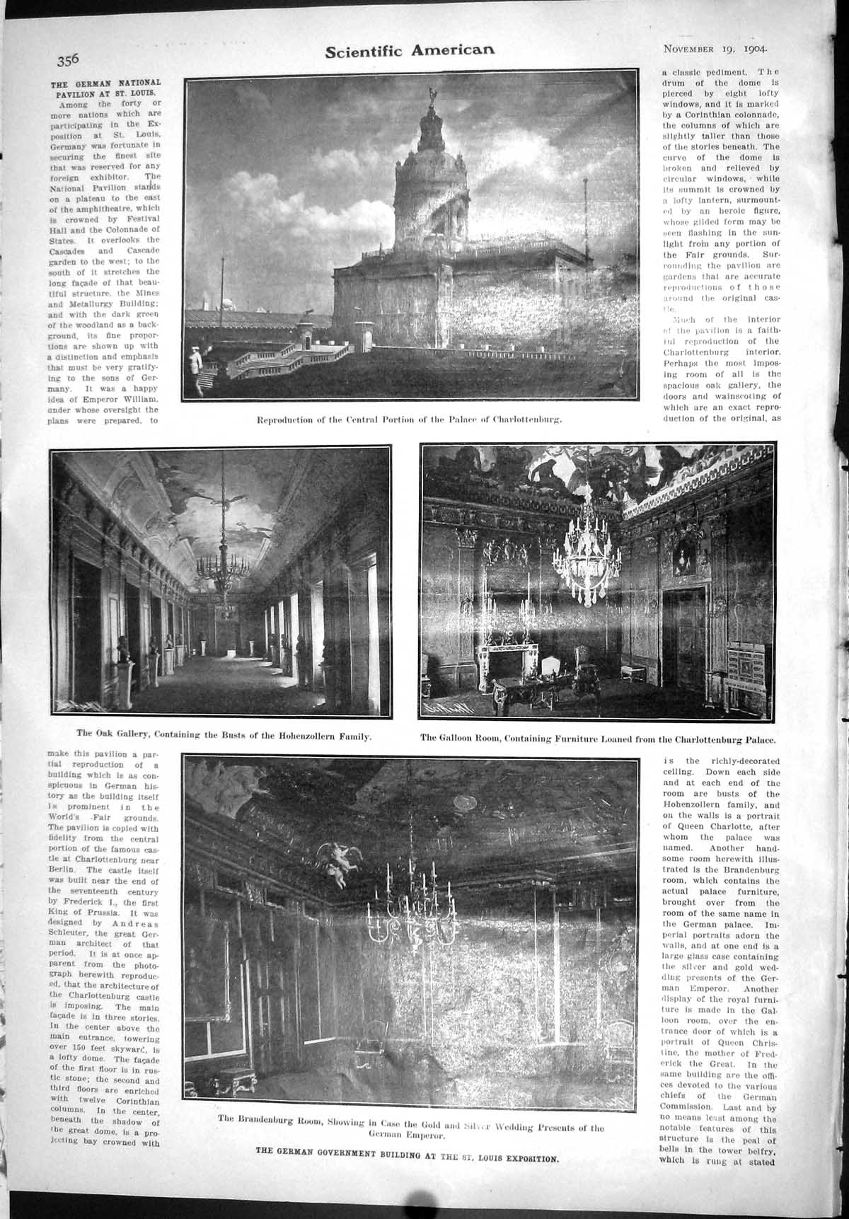 Old Scientific American 1904 German Government Building Louis Palace 20th