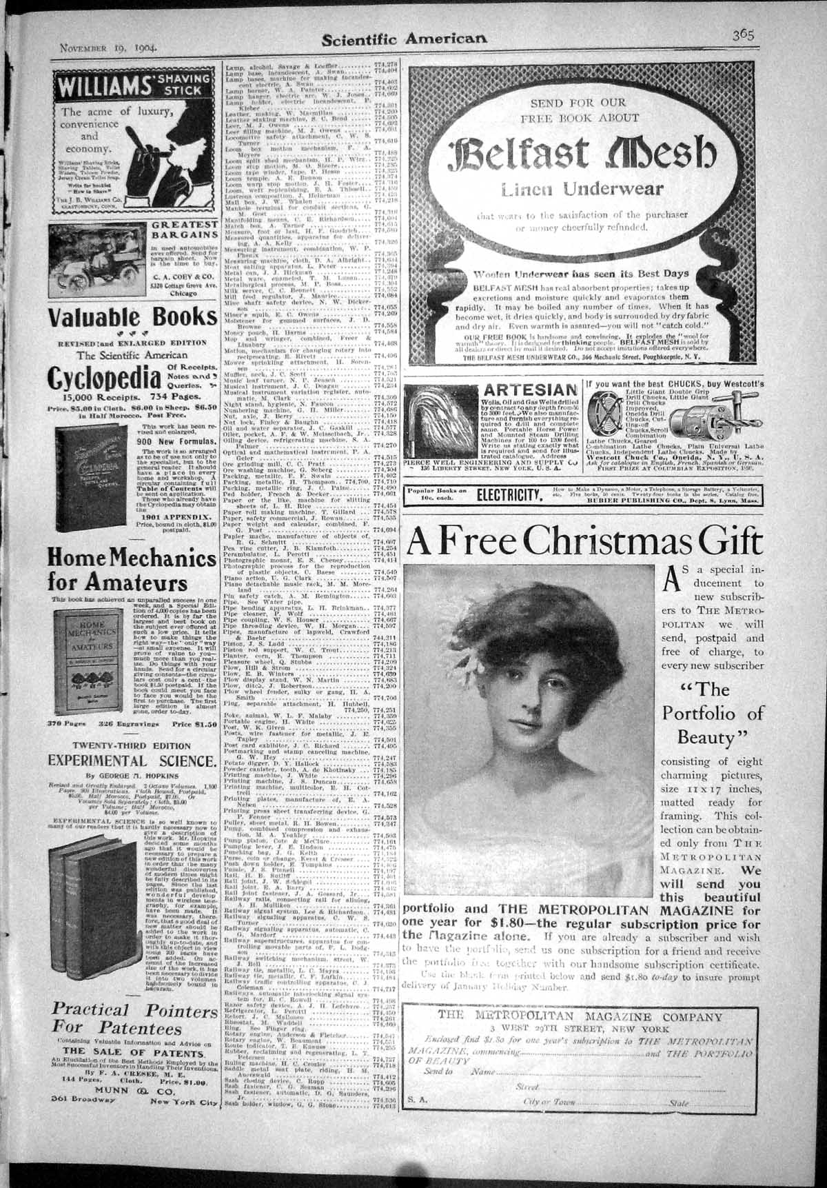 Old Scientific American 1904 Belfast Mesh Munn Jaeger Corey Milliken 20th