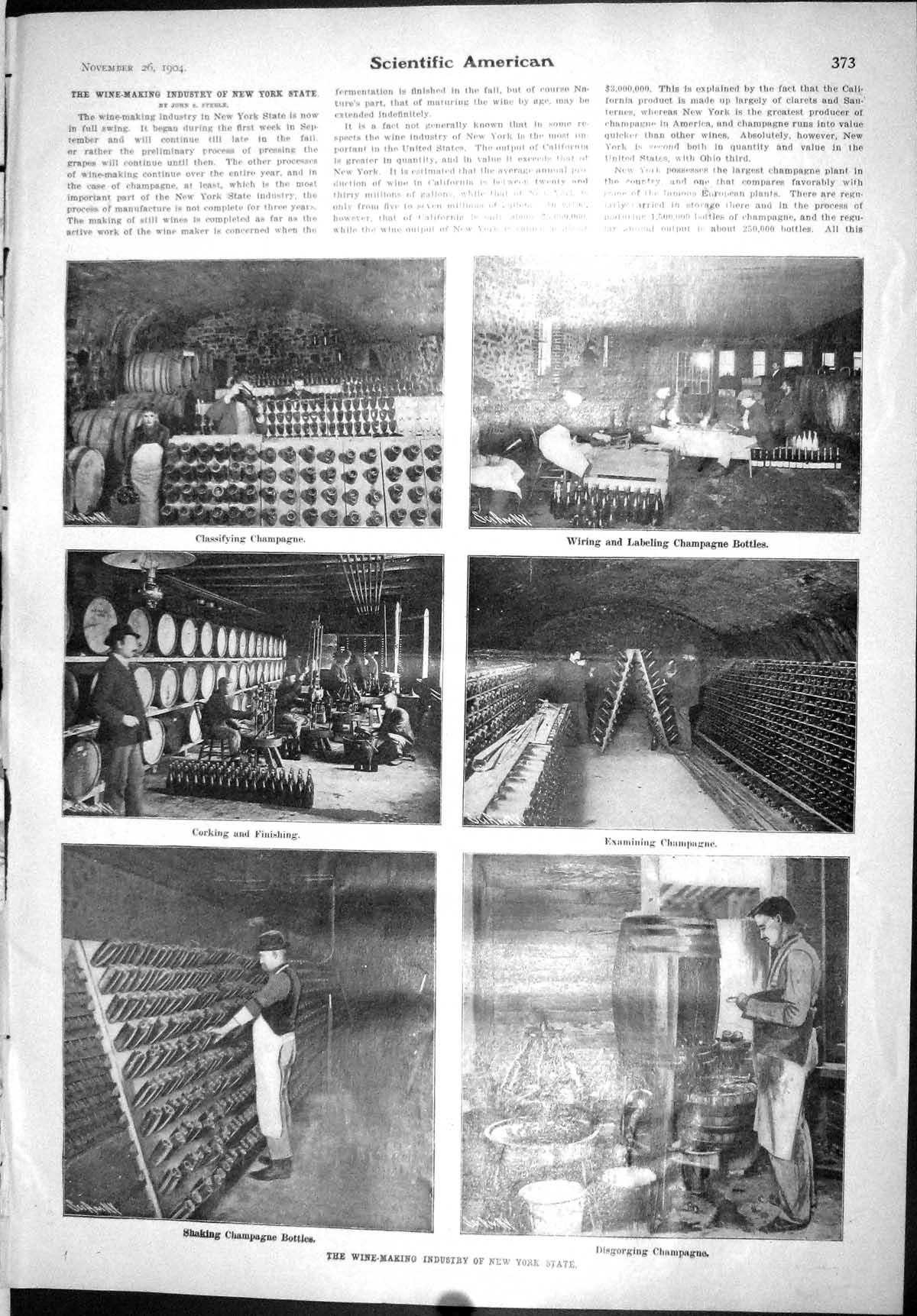 Old Scientific American 1904 Wine Making New York Champagne Bottles D 20th