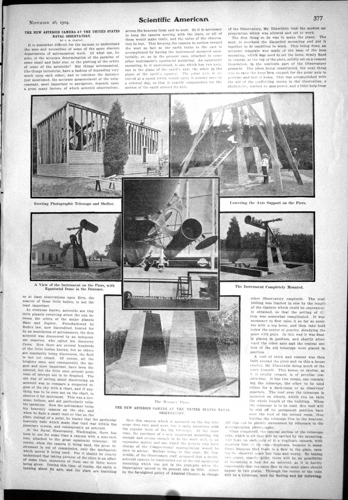 Old Asteroid Camera Naval Observatory Telescope Piers Scientific Amer