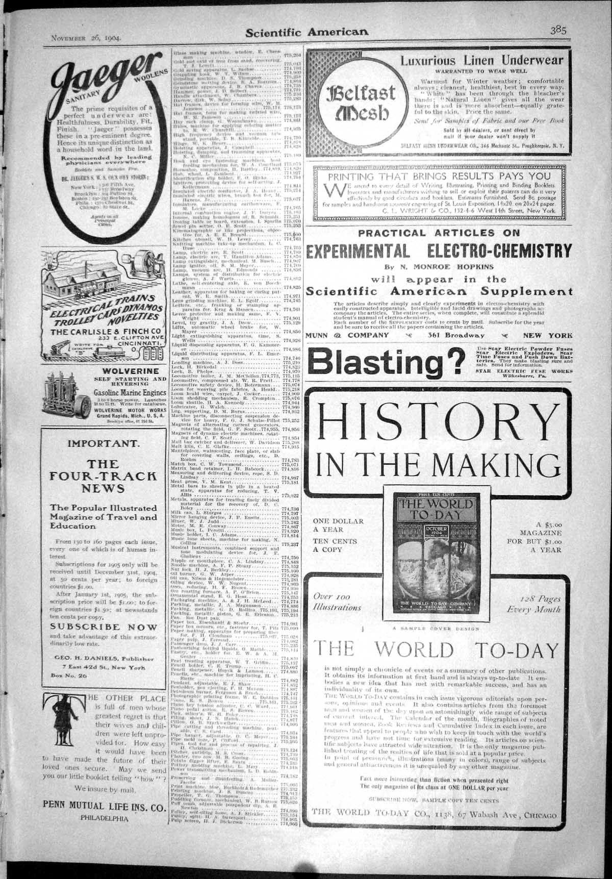 Old Scientific American 1904 Jaeger Munn Carlisle Trains Grumiaux New 20th
