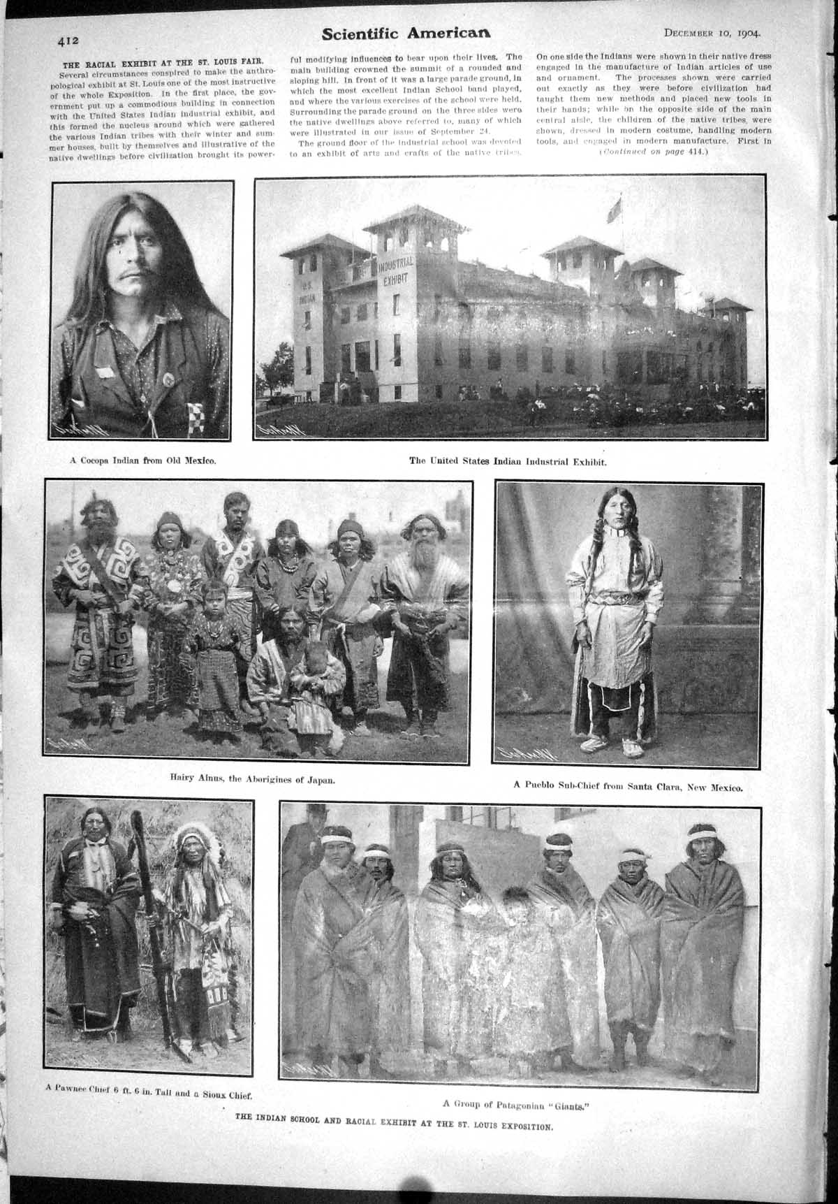 Old Scientific American 1904 Cocopa Indian Mexico Patagonian Giants S 20th