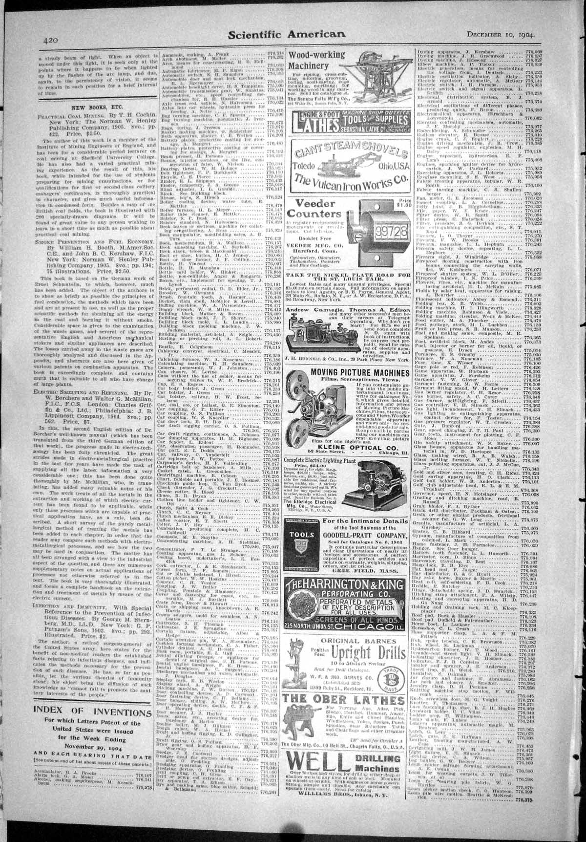 Old Scientific American 1904 Wood Working Machinery Lathes Steam Shov 20th