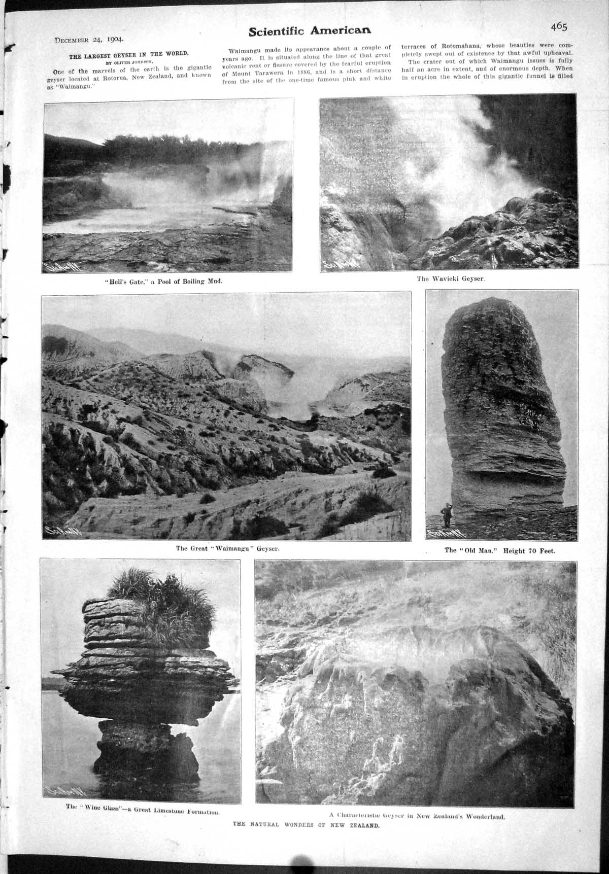 Antique Print Scientific American 1904 Geyser Zealand Waimangu Man Wine Gla