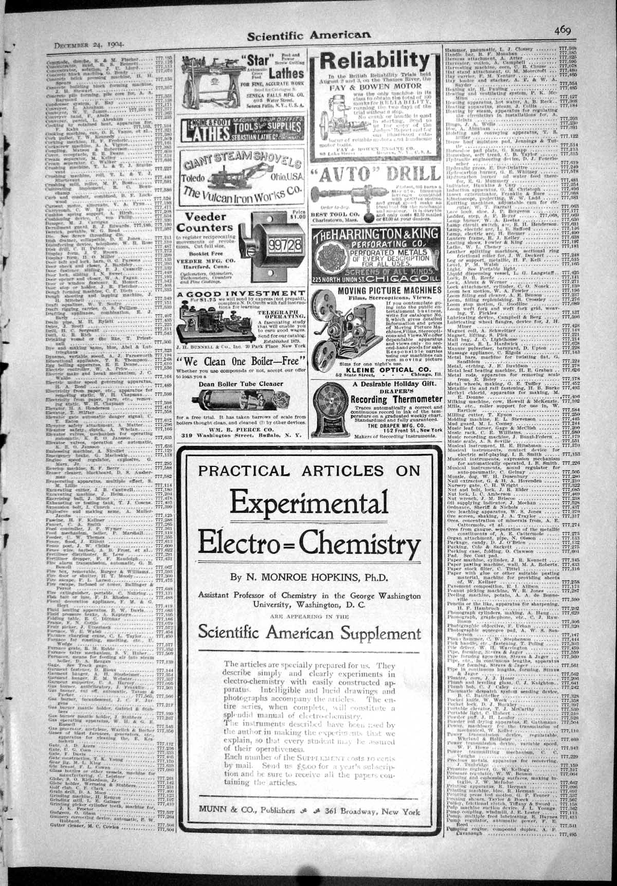 Old Scientific American 1904 Munn Auto Drill Lathes Well Machines Fer 20th
