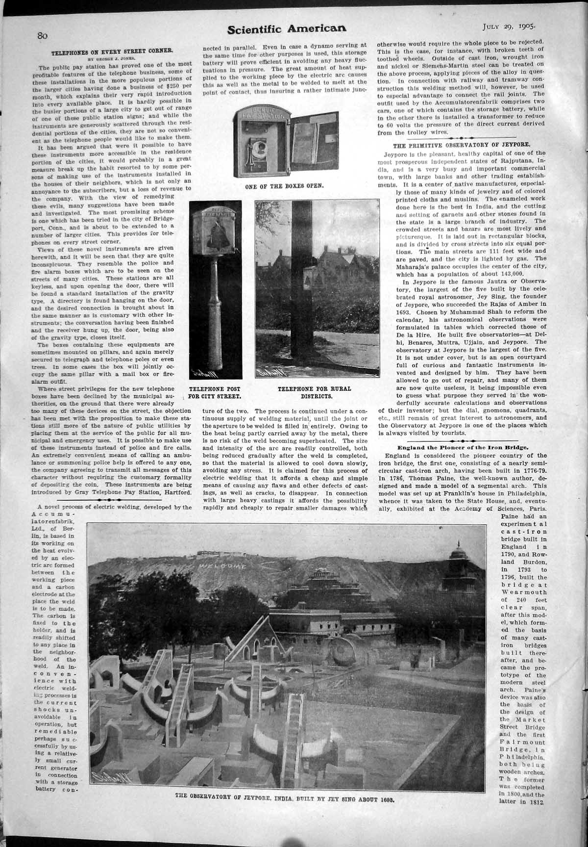 Old Telephone Post Rural District 1905 Scientific American Observator 20th
