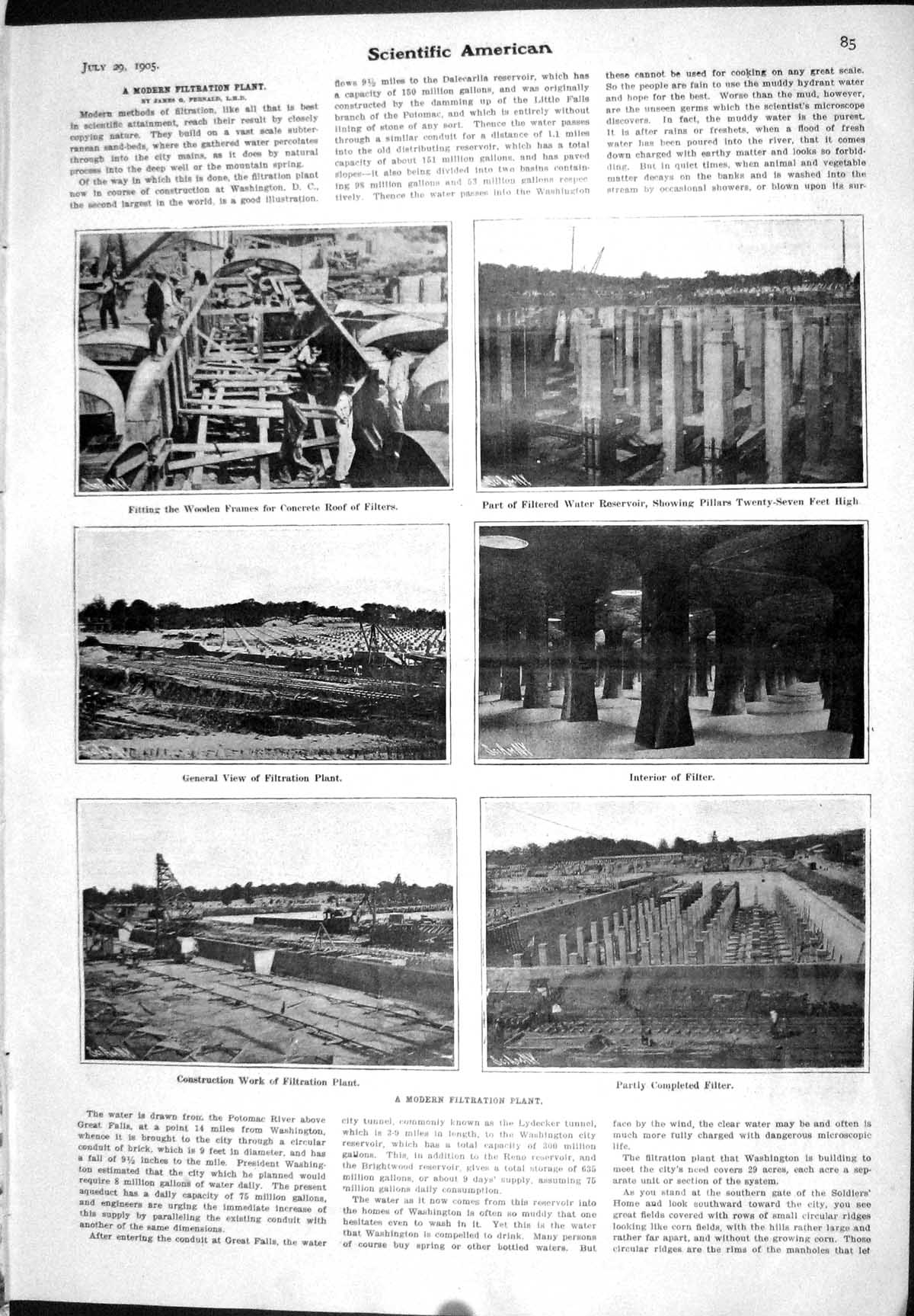 Old 1905 Scientific American Modern Filtration Plant Train Engine Rho 20th