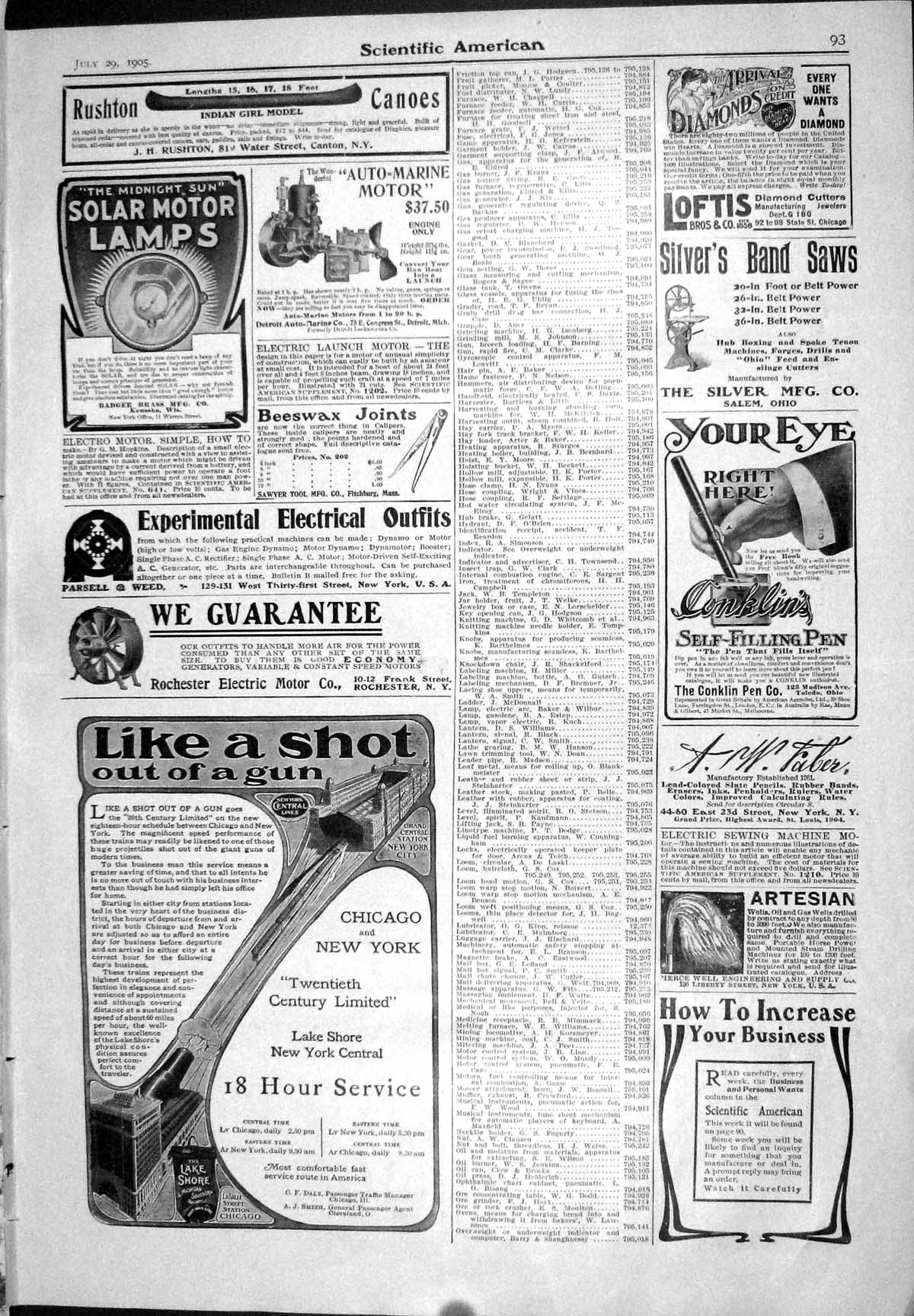 Old Print 1905 Scientific American Pen Loftis Solar Lamps Munn Typewriter 20th