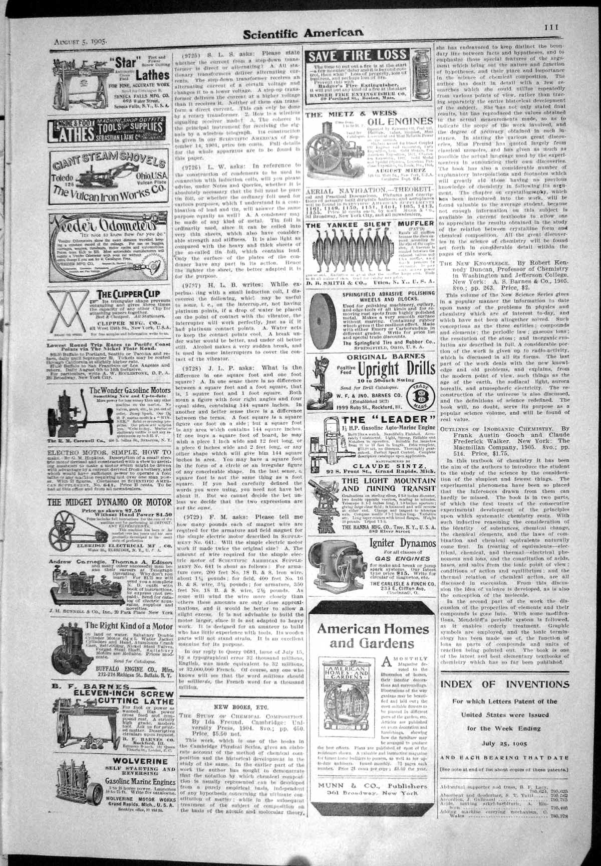Old Print Lathes Mietz Engines 1905 Scientific American Prudential Osgood 20th