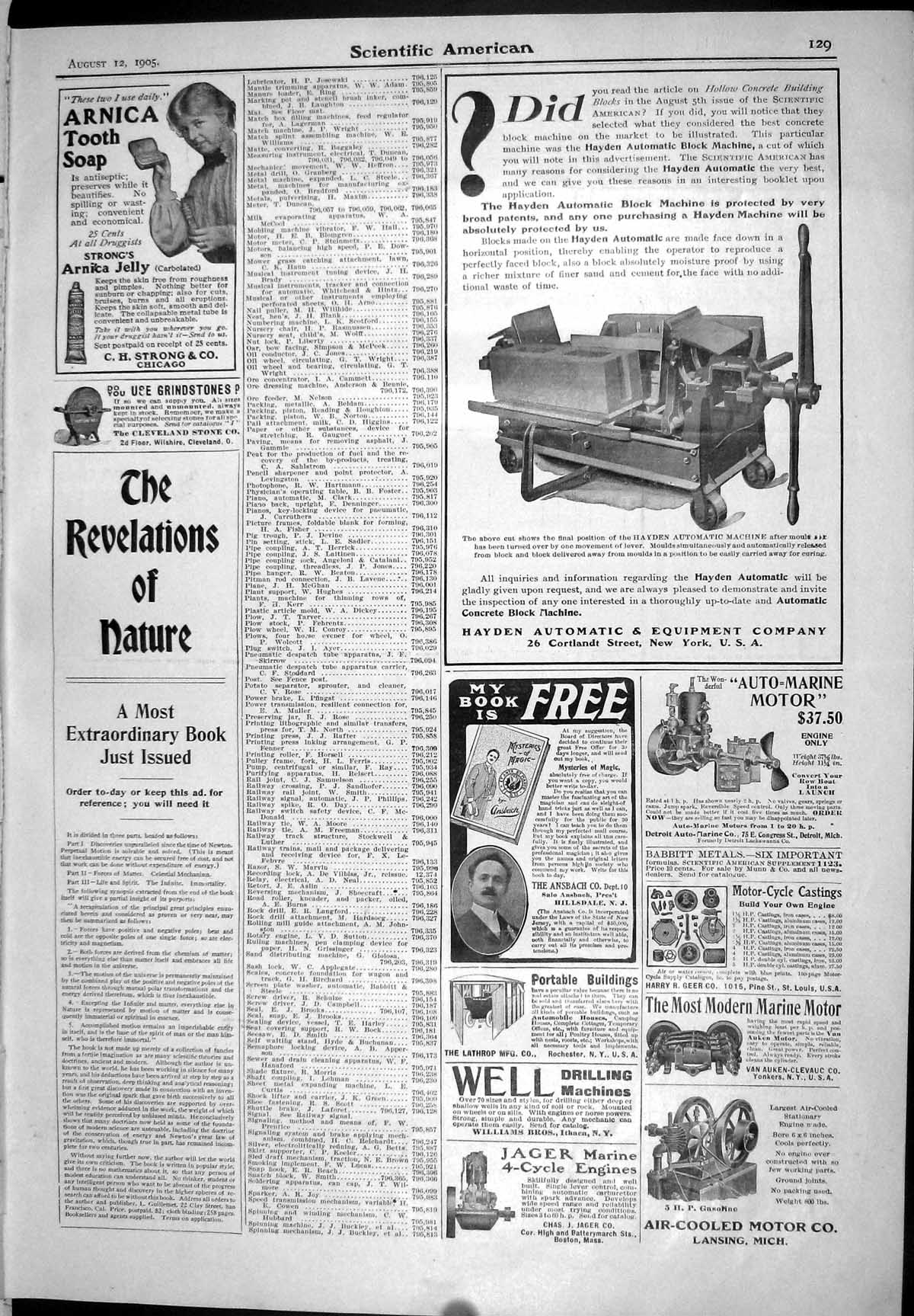 Old 1905 Scientific American Hayden Motor Mich Jennings Loan Smalley 20th