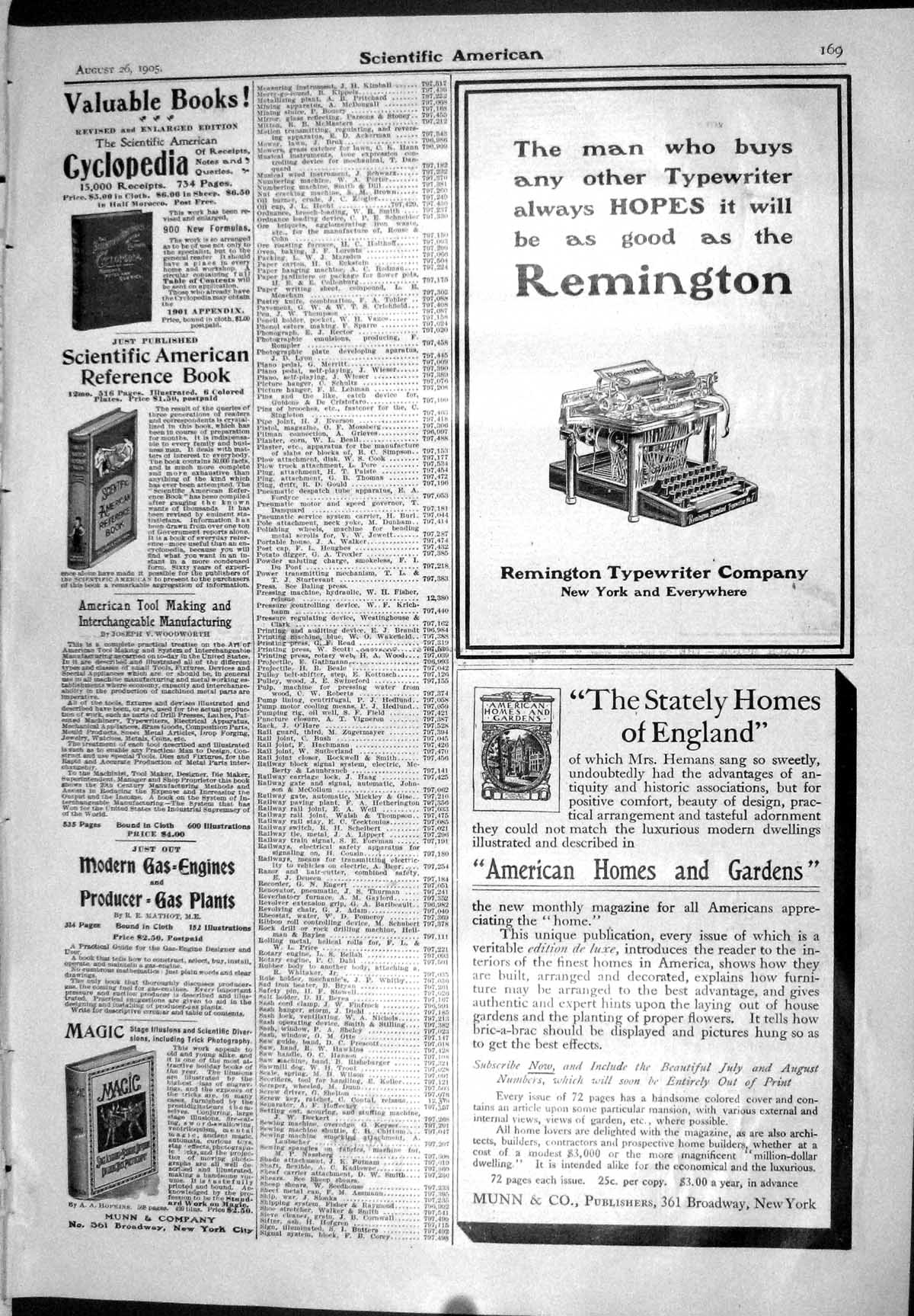 Old 1905 Scientific American Typewriter Munn Cyclopedia Cadillac Car 20th