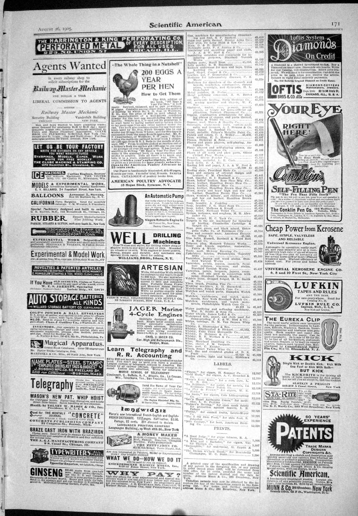 Old Griffin Mill Car 1905 Scientific American Poultry Eggs Pen Lufkin 20th