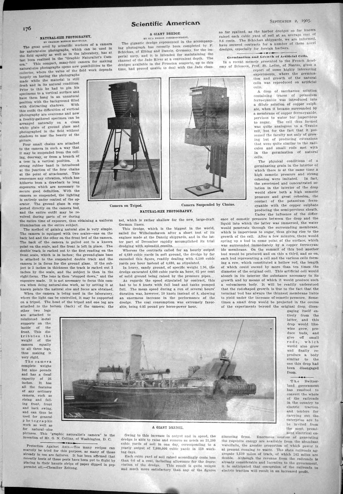 Old 1905 Giant Dredge Boat Natural Size Photography Camera Tripod Sus 20th