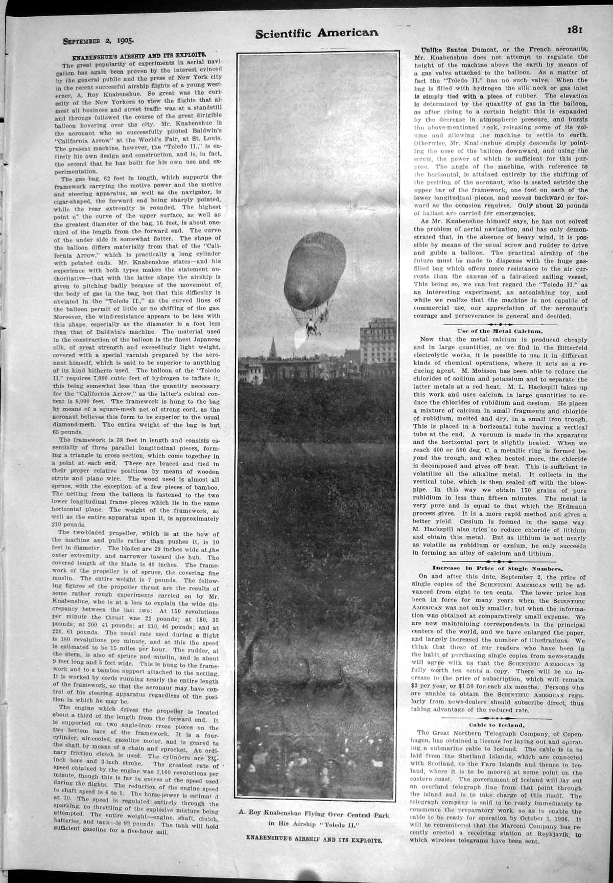 Old 1905 Scientific American Roy Knabenshue Airship Sterilization Wat 20th