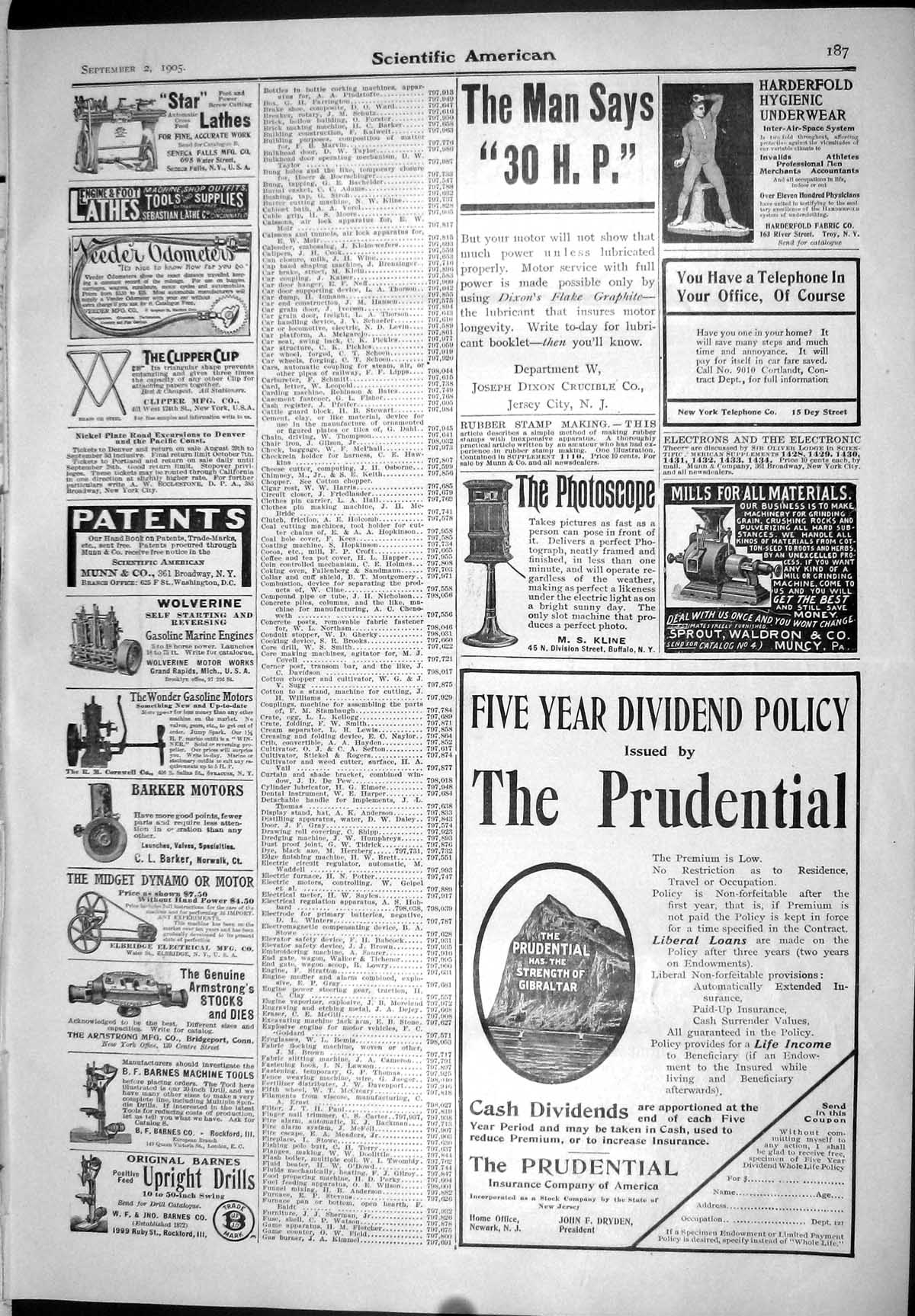 Old 1905 Scientific American Prudential Lathes Evans Vacuum Cap Munn 20th
