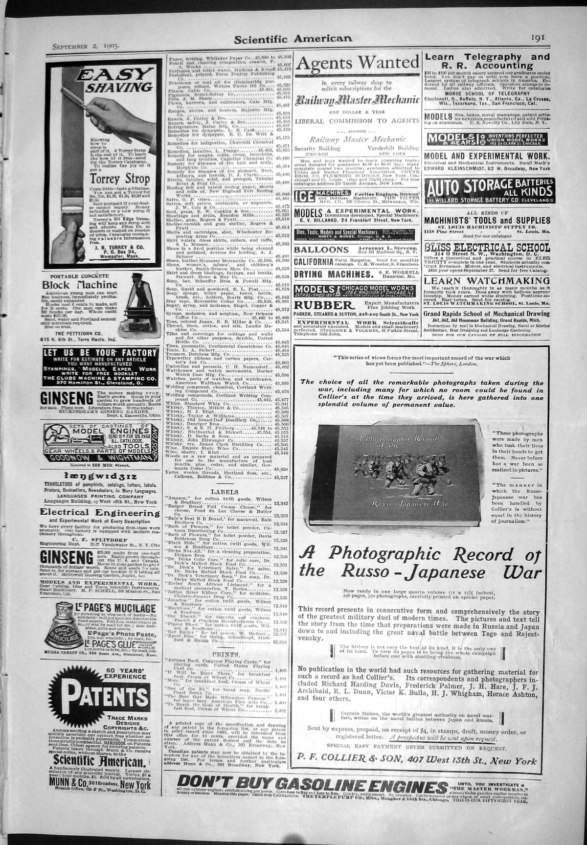 Old 1905 Scientific American Torrey Strop Collier Blocks Soap Car Kli 20th