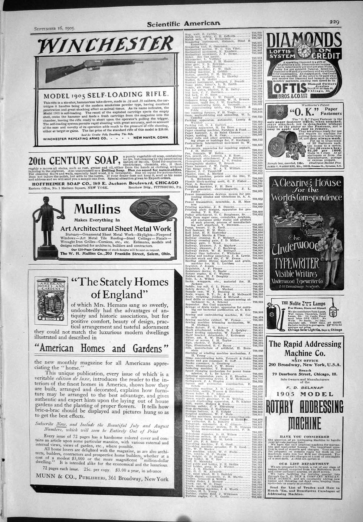 Old 1905 Scientific American Winchester Rifle Mullins Munn Vacuum Cap 20th