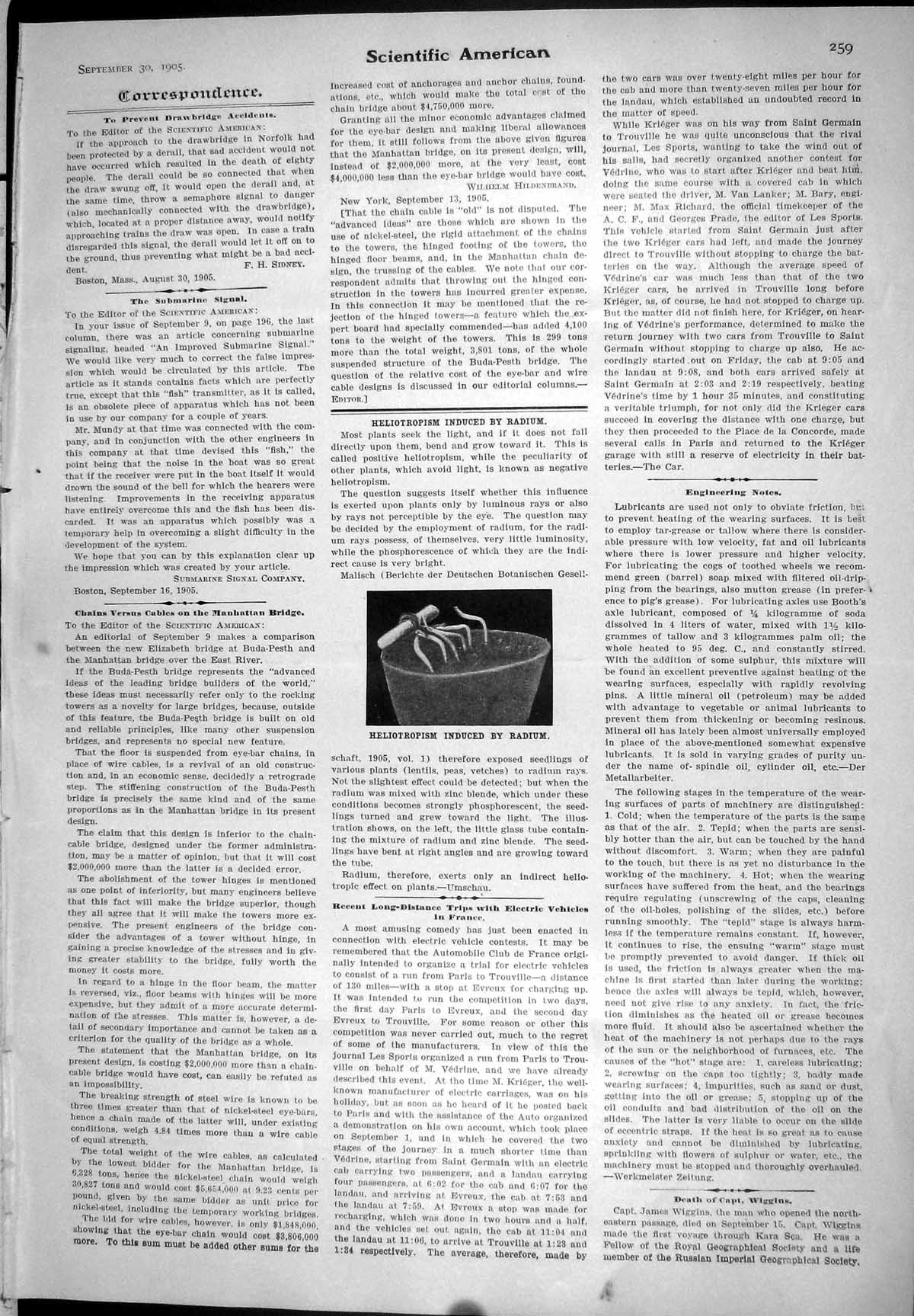 Old 1905 Scientific American Heliotropism Induced Radium Clam-Shell D 20th