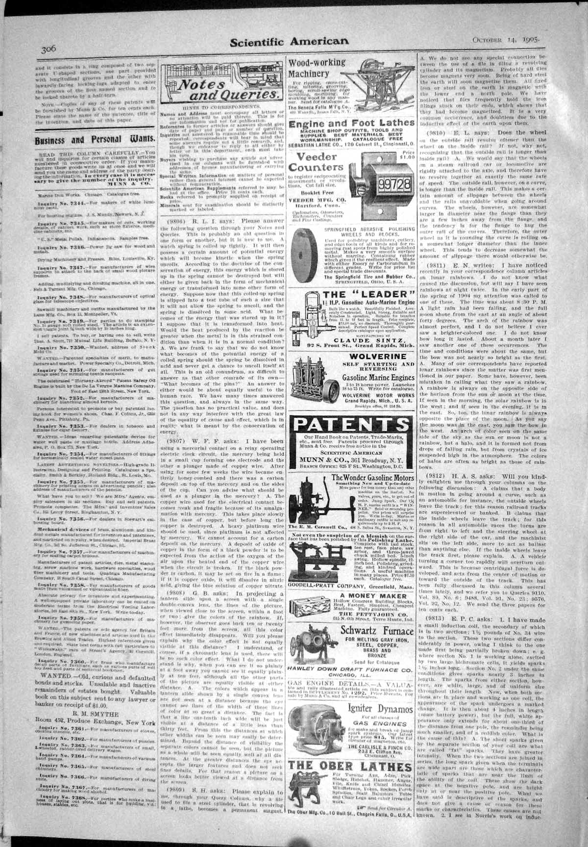Antique Old Print 1905 Veeder Counters Pettyjohn Schwartz Furnace Ober Lathes