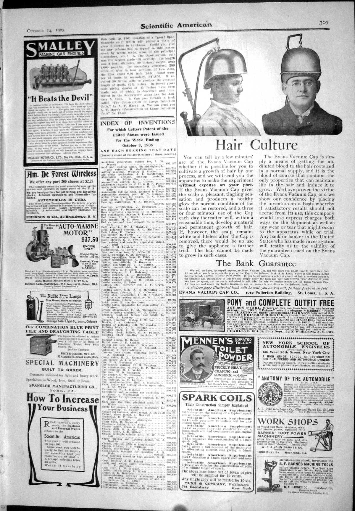 Old 1905 Scientific American Evans Vacuum Cap Munn Prudential Jaeger 20th