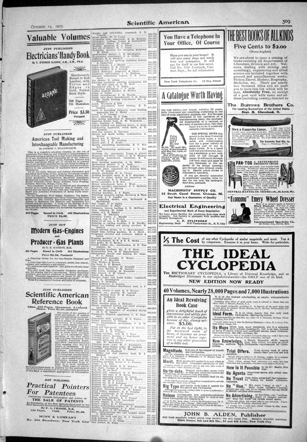 Old 1905 Scientific American Cyclopedia Canoe Book Munn Cigar Ferree 20th