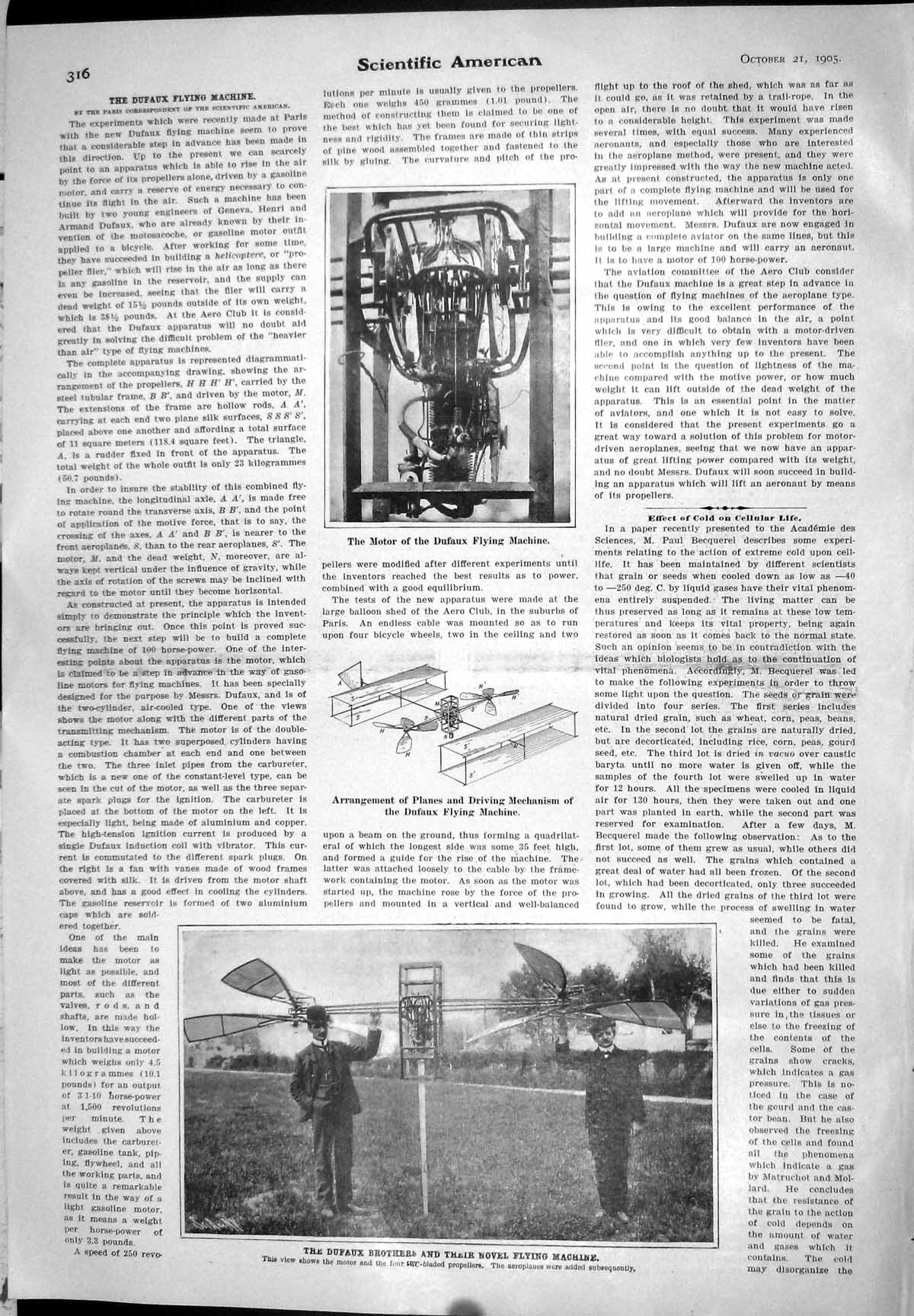 Old 1905 Motor Dufaux Novel Flying Machine Brothers Aeroplane Propell 20th