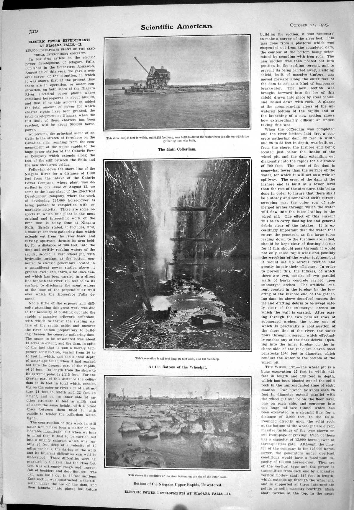 Old 1905 Scientific American Electric Power Developments Niagara Fall 20th
