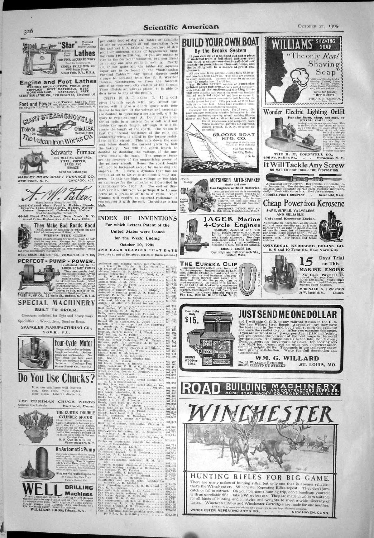 Old 1905 Star Lathes Winchester Rifles Willard Brooks Boat Machinery 20th
