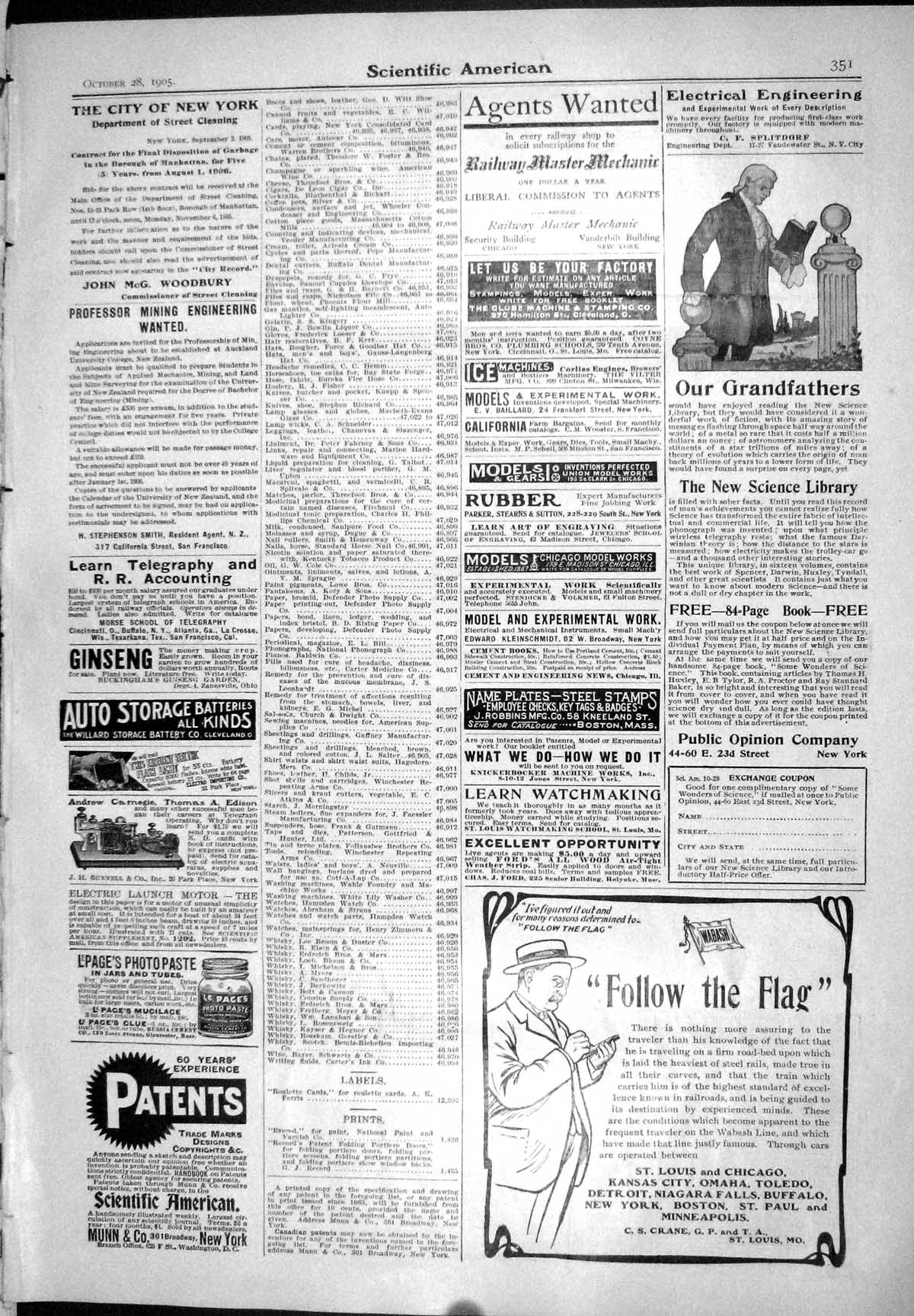 Old 1905 Scientific American Crane Louis Flag Griffin Mill Machinery 20th