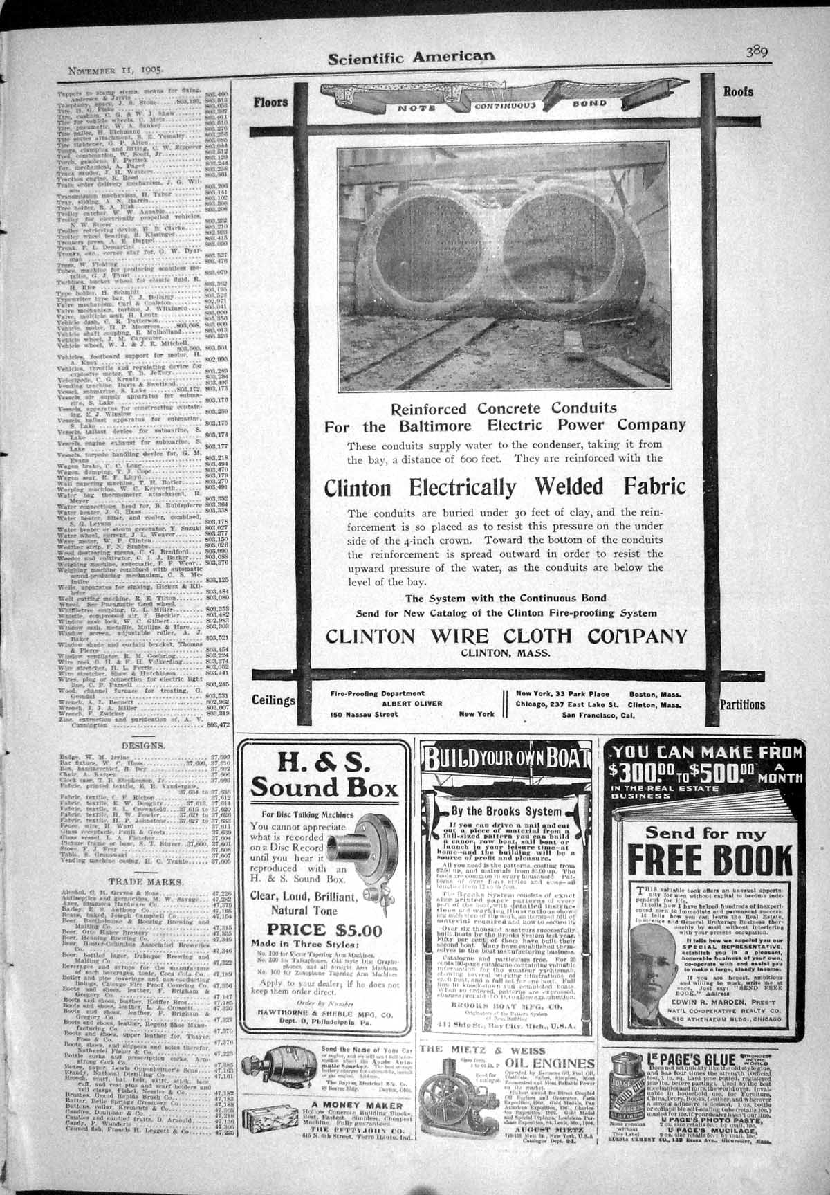 Old Print 1905 Scientific American Clinton Wire Cloth Munn Grouse Covert 20th