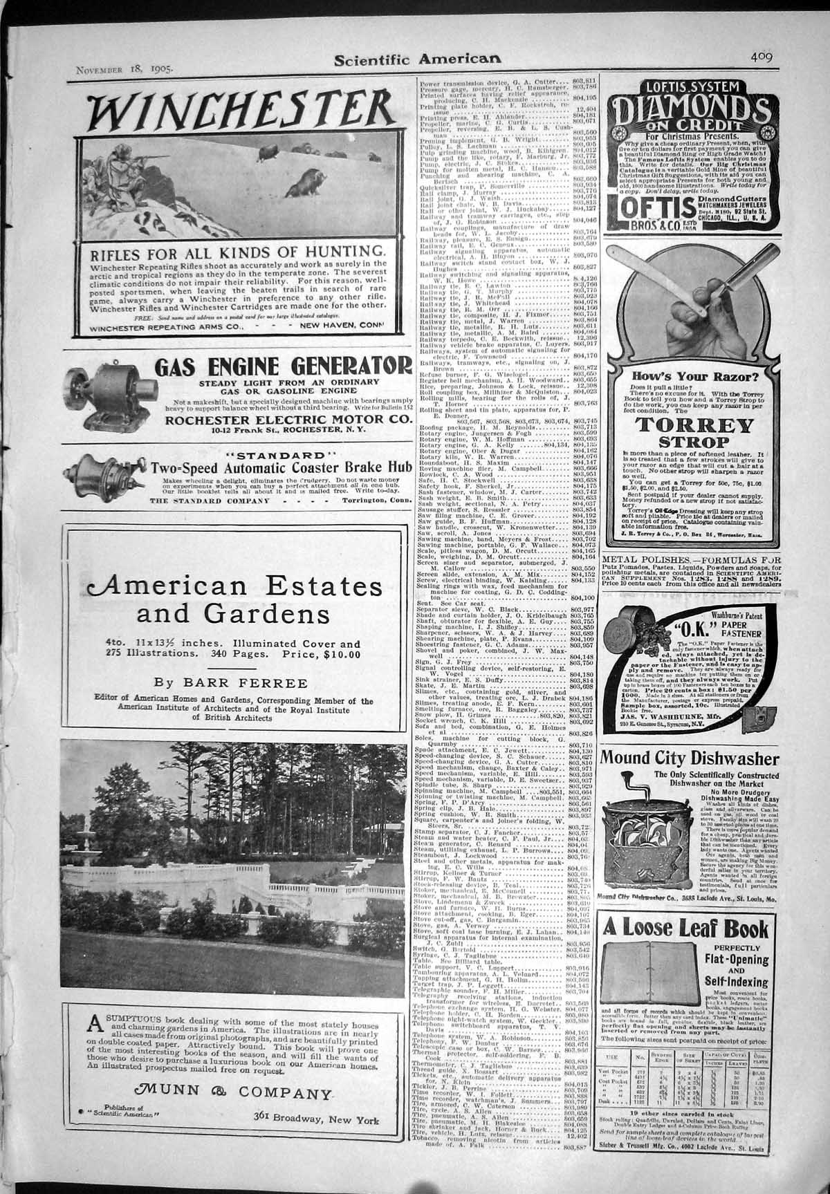 Antique Print 1905 Scientific American Winchester Gas Generator Munn Books 20th