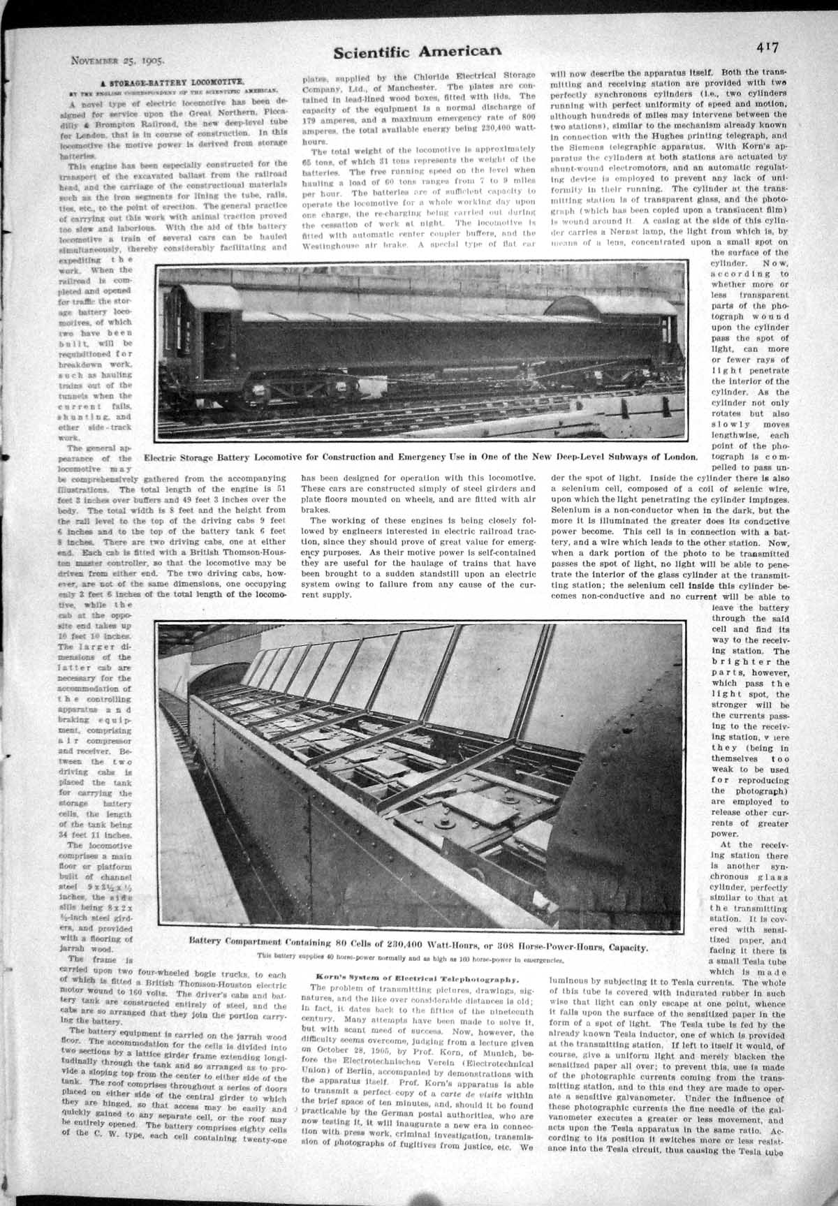 Old 1905 Scientific American Korn System Electrical Telephotography L 20th