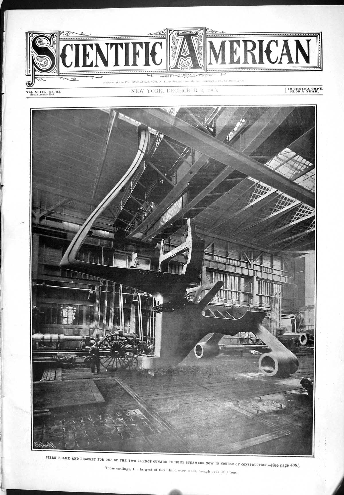 Old Stern Frame Bracket 25-Knot Cunard Turbine Steamers 1905 Scientif