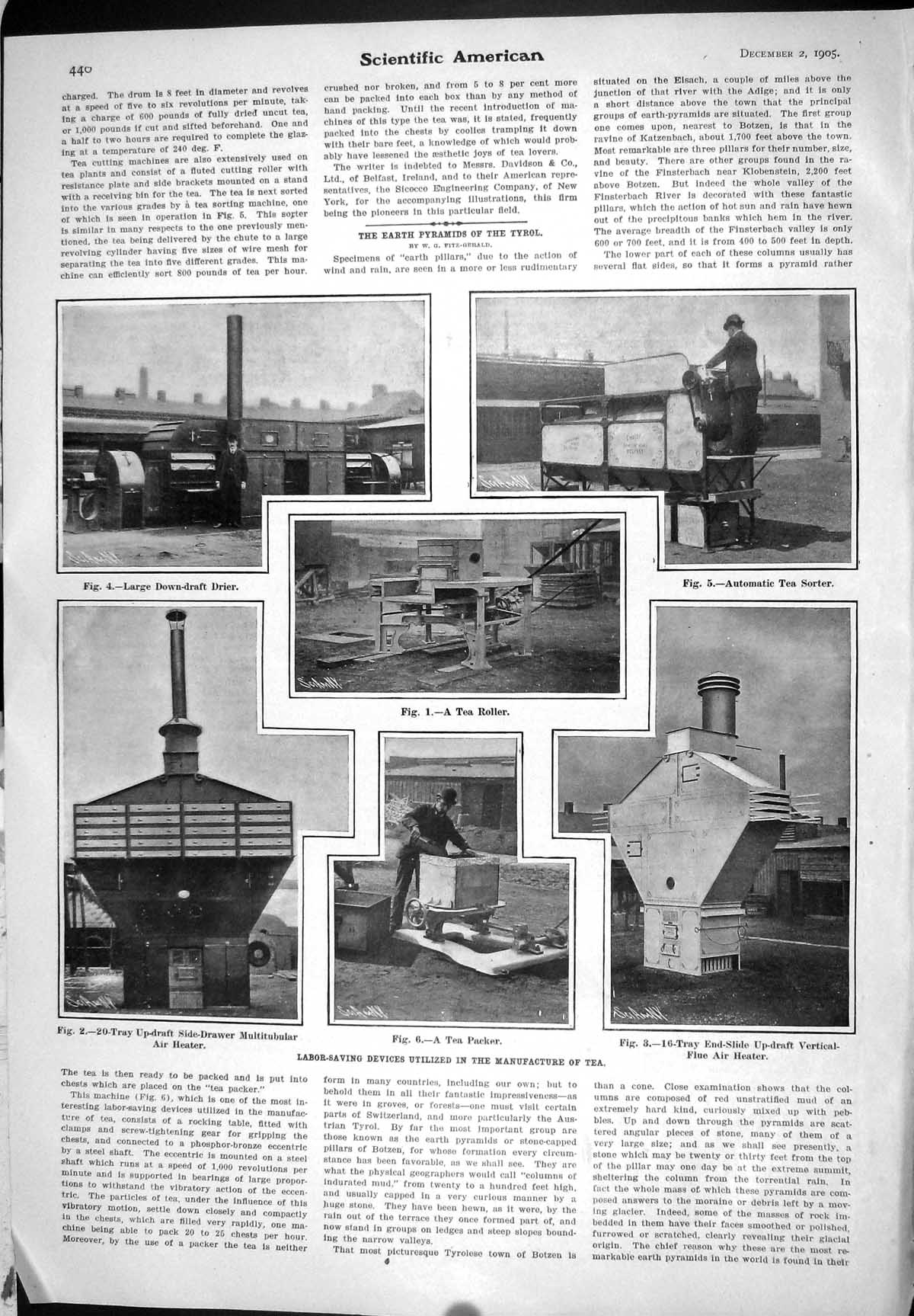 Old 1905 Labour-Saving Devices Utilized Manufacture Tea Roller Flue A 20th