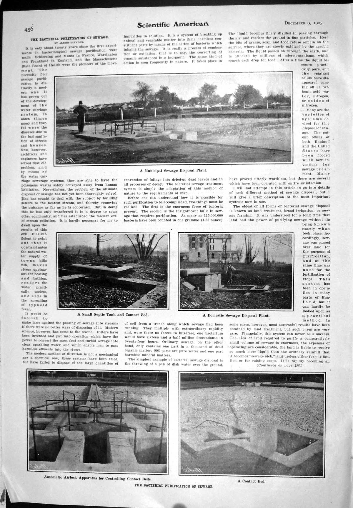 Old 1905 Bacterial Purification Sewage Disposal Plant Septic Tank Air 20th