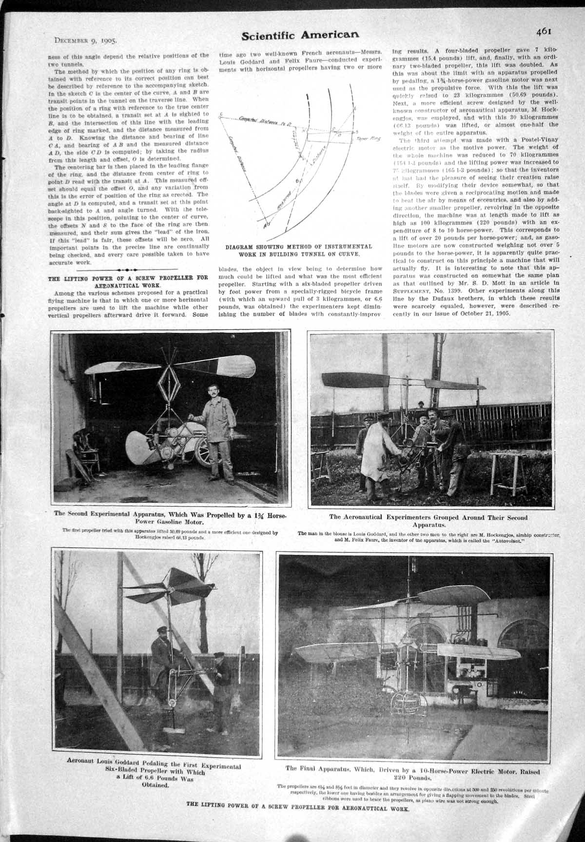 Old 1905 Scientific American Lifting Power Screw Propeller Goddard Sh 20th