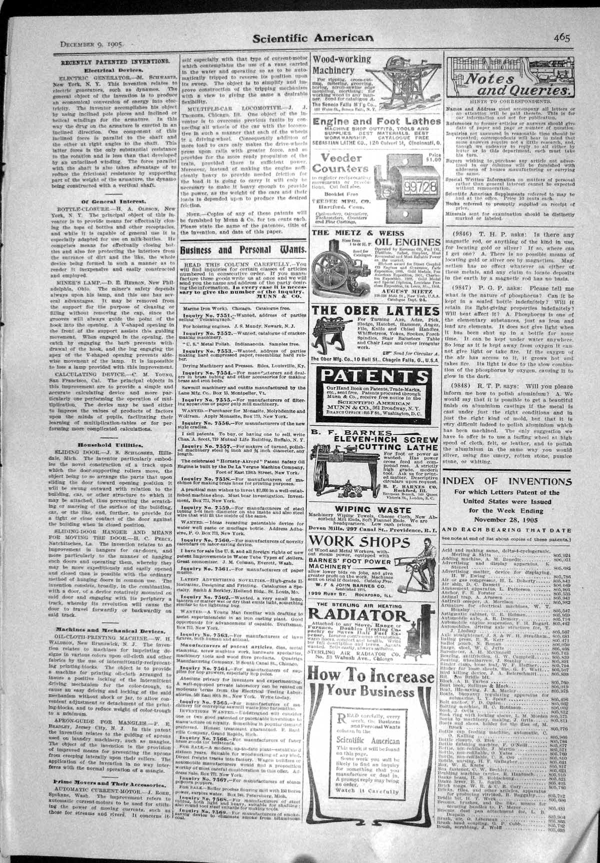 Antique Print 1905 Scientific American Ober Lathes Munn Peter Frost Shaving