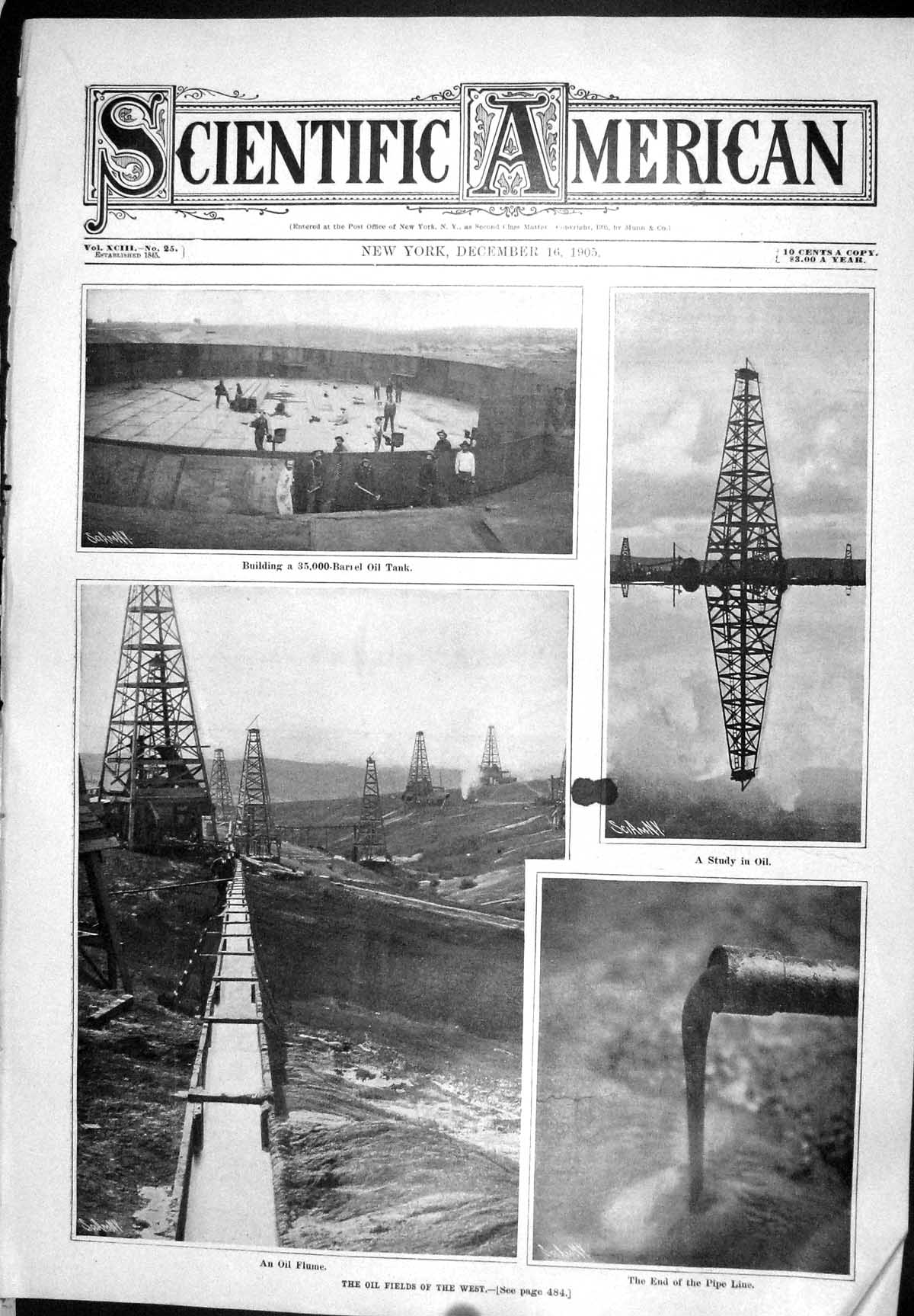Old 1905 Scientific American Oil Fields Building 35000 Barrel Tank F 20th