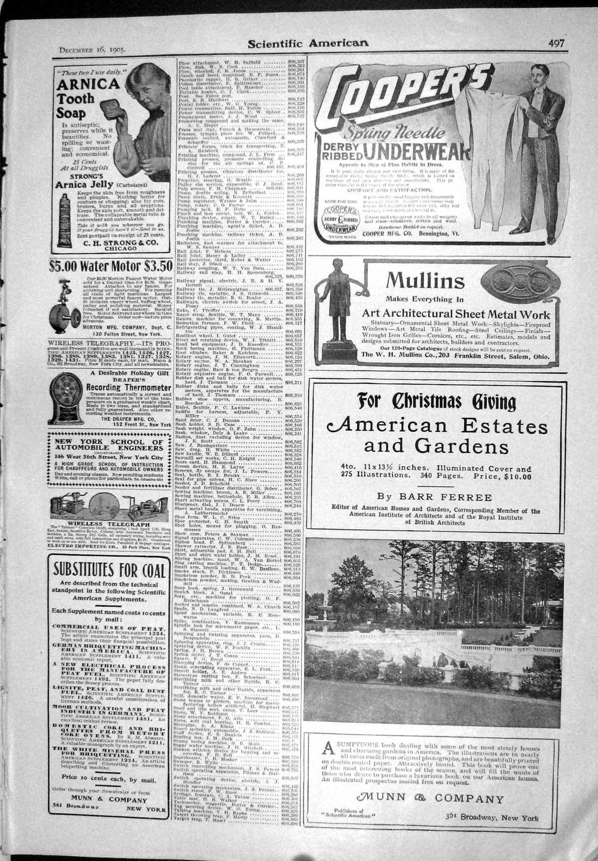 Old Print 1905 Scientific American Cooper Mullins Munn Arnica Soap Garter 20th
