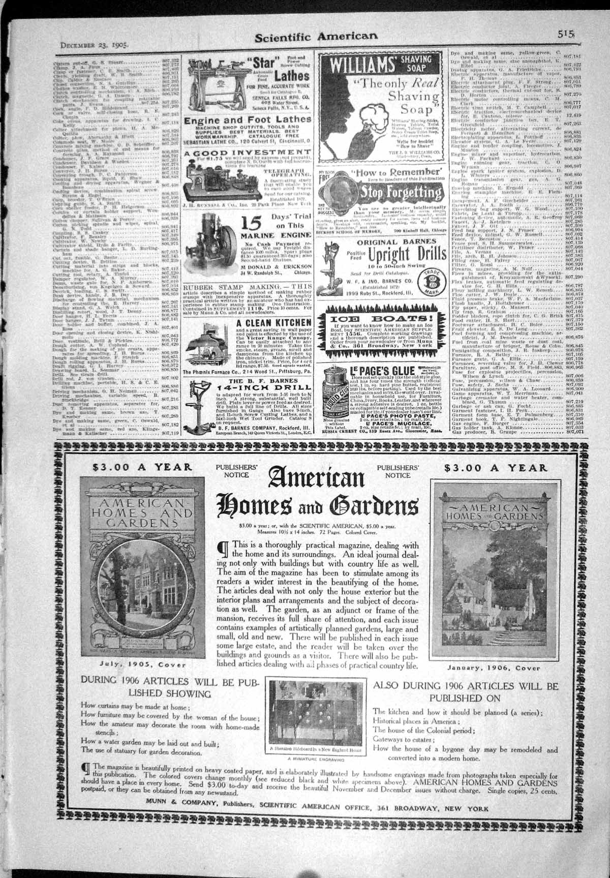 Old Print 1905 Scientific American Munn Shaving Soap Cyclopedia Cottrell 20th