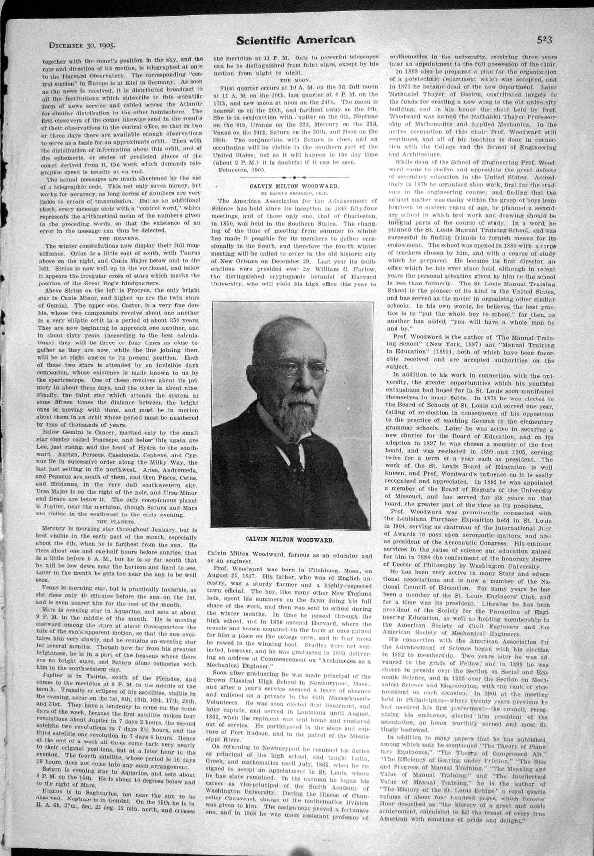 Old 1905 Scientific American Calvin Milton Woodward Pepper Electric C 20th