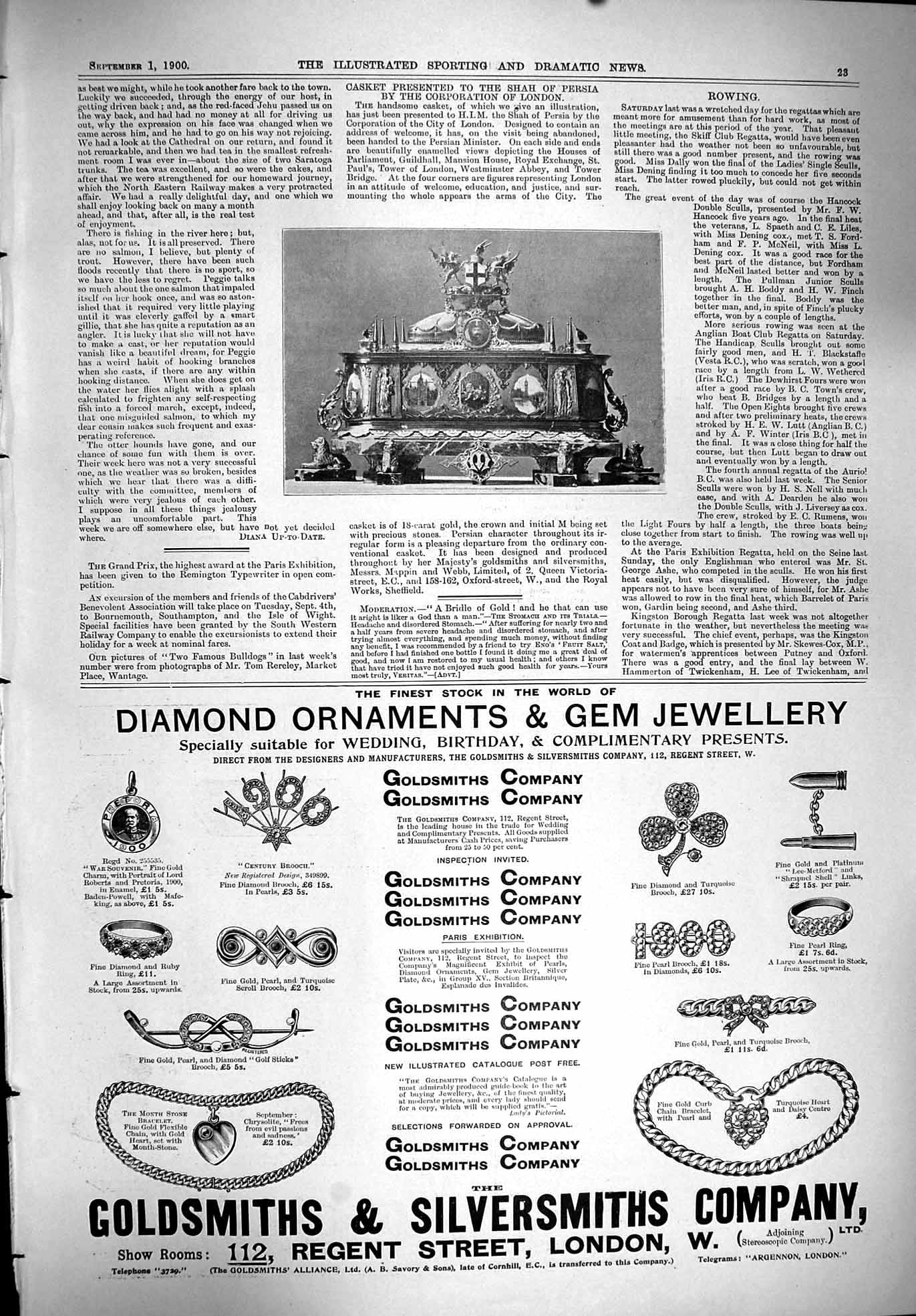 Antique Print 1900 Casket Shah Persia Corporation London Gsmith Silvermsith