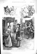 Antique Old Print 1900 Sweet Nell Drury Haymarket Theatre Actors Scene Potter