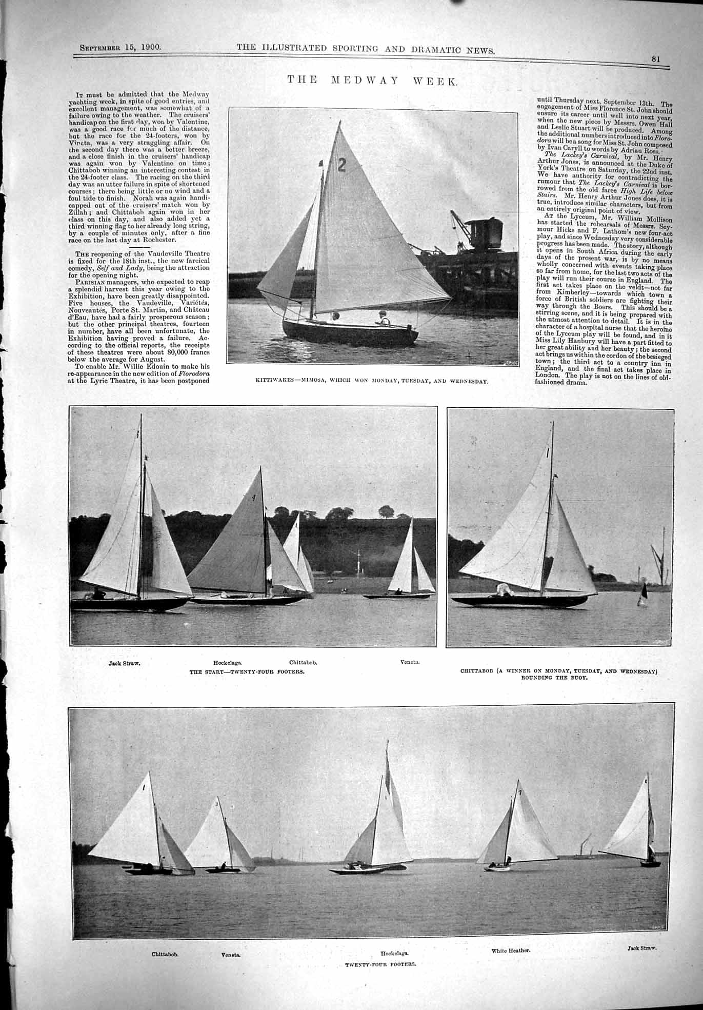 Old 1900 Sport Medway Yachts Kittiwakes Mimosa Jack Straw Chittabob V Victorian