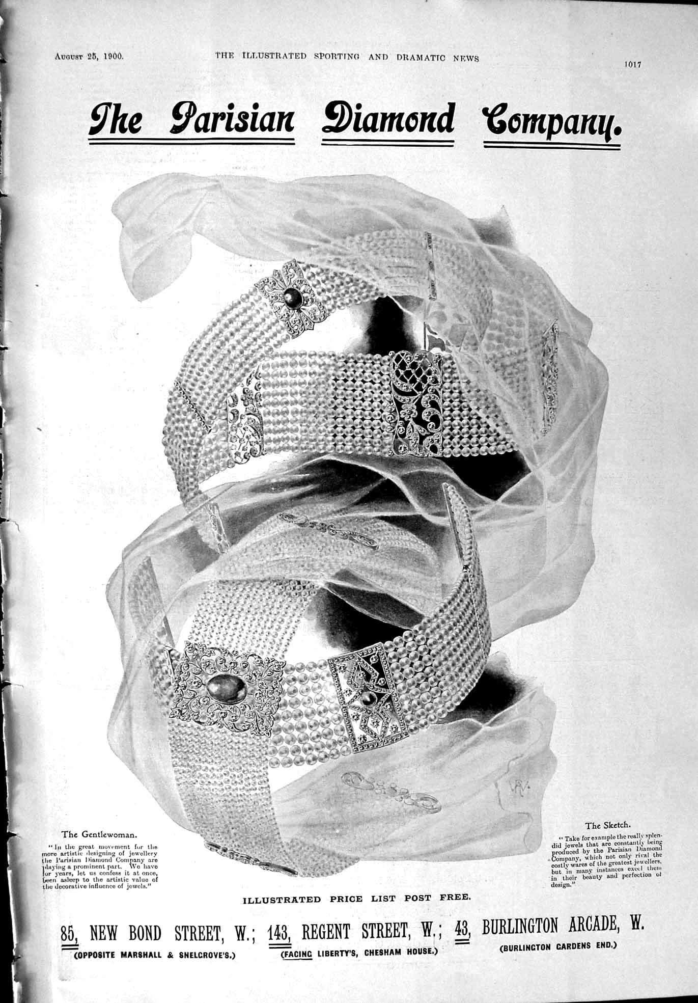 Old 1900 Advertismement Parisian Diamond Company Bond Street Regent B 20th